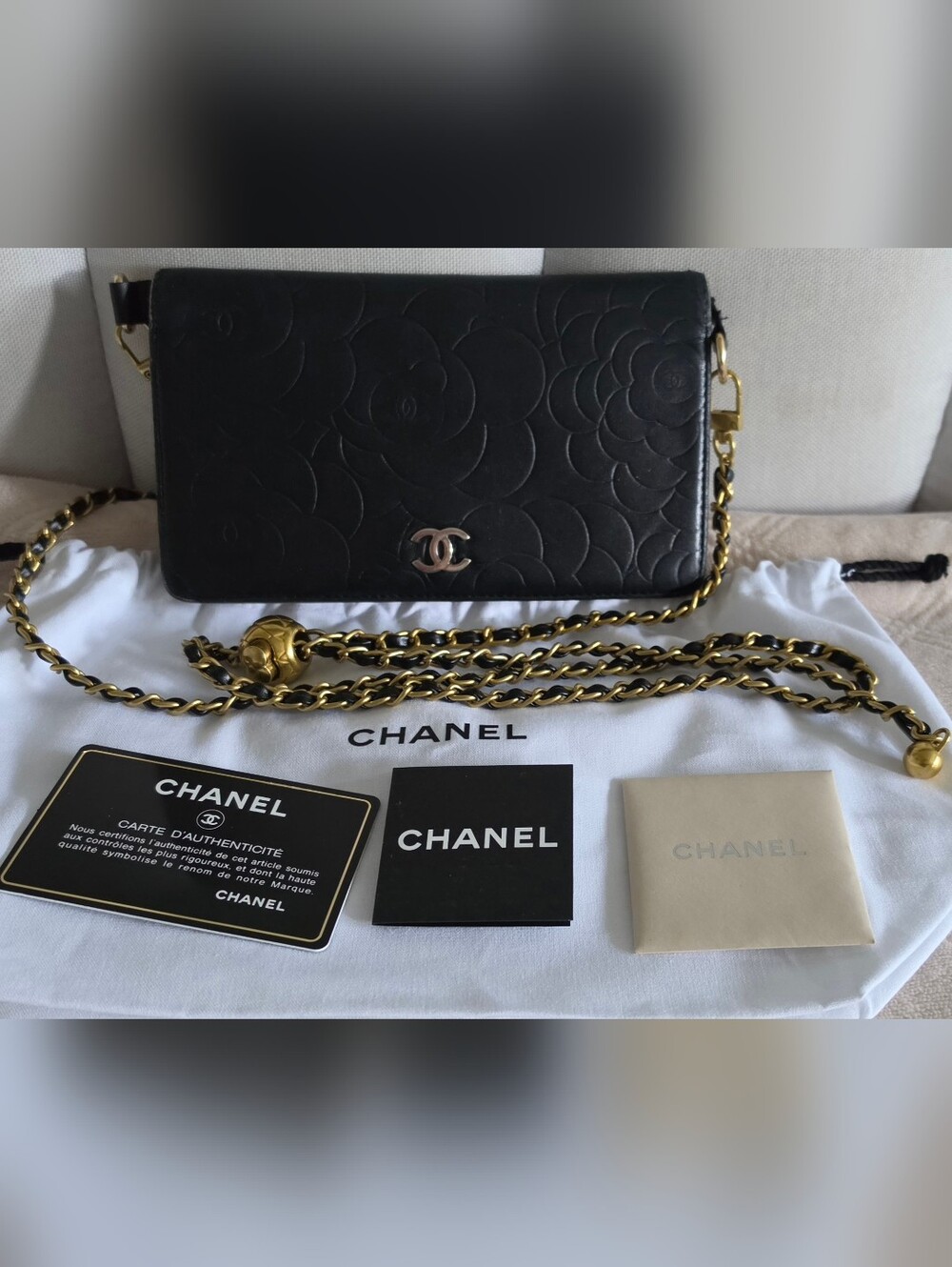 Authentic Chanel Long Clutch/Wallet Black Leather